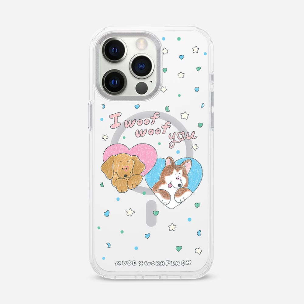 I Woof Woof You ‘Muse x Worapeach’ Clear Case With MagRing Personalized Phone Case